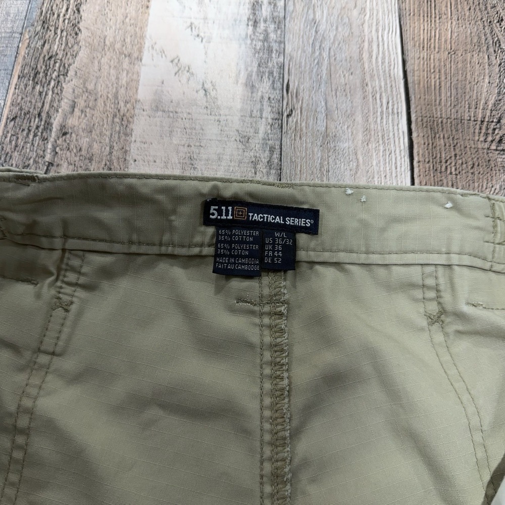 5.11 Tactical Pants Men 36x32 Khaki Cargo Ripstop Outdoors Hiking Workwear - Picture 3 of 6